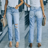 Jean bleu coupe droite style hipster